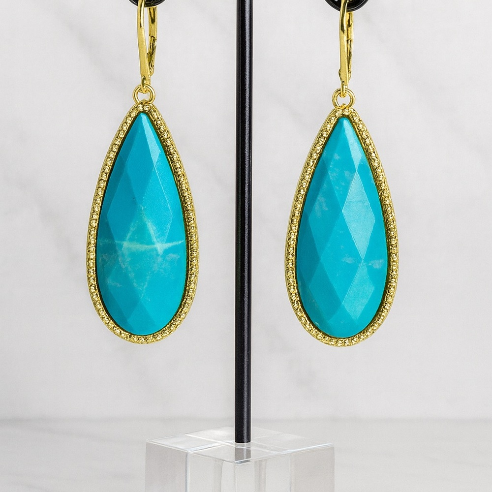 Elegant Gold and Turquoise Drop Earrings